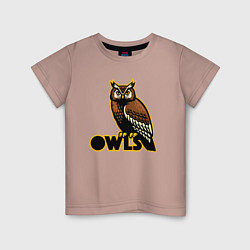 Футболка хлопковая детская Owls, цвет: пыльно-розовый