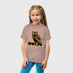 Футболка хлопковая детская Owls, цвет: пыльно-розовый — фото 2