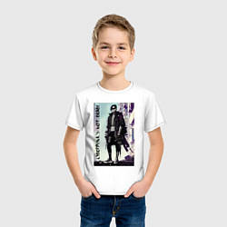 Футболка хлопковая детская Cyberpunks not dead - motto ai art, цвет: белый — фото 2