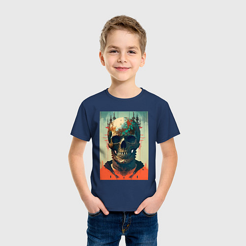 Детская футболка Ai art skull - fantasy / Тёмно-синий – фото 3