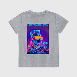 Детская футболка Bart Simpson - neon fantasy ai art