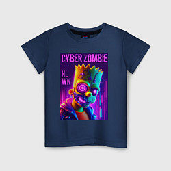 Футболка хлопковая детская Bart Simpson cyber zombie - halloween ai art, цвет: тёмно-синий