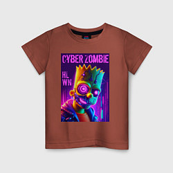 Футболка хлопковая детская Bart Simpson cyber zombie - halloween ai art, цвет: кирпичный