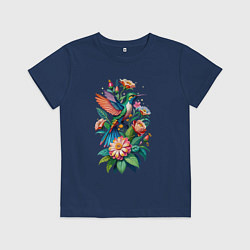 Детская футболка Колибри среди цветов