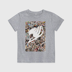 Футболка хлопковая детская Хвост Феи Нацу Драгнил Эрза Скарлет коллаж, цвет: меланж