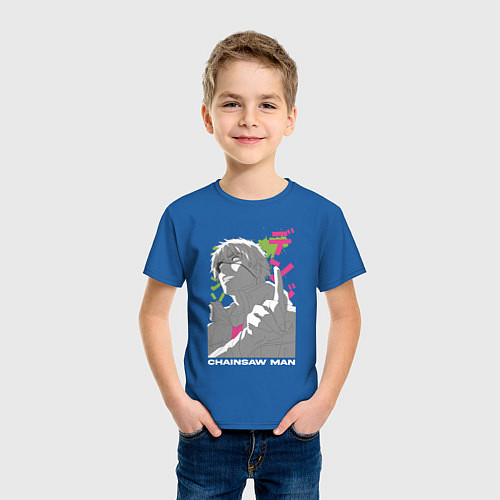 Детская футболка Человек-бензопила Денджи Denji / Синий – фото 3