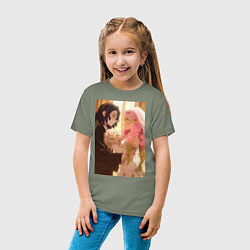 Футболка хлопковая детская Клинок, рассекающий демонов Обанай Игуро, цвет: авокадо — фото 2