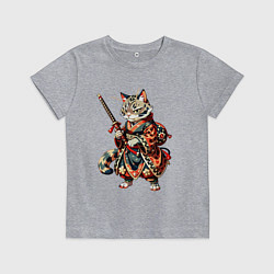 Детская футболка Кот ниндзя - японский воин