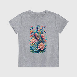 Детская футболка Павлин среди цветов
