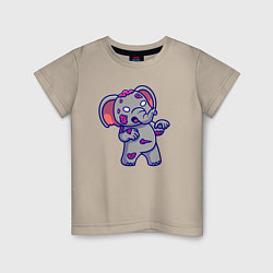 Футболка хлопковая детская Слонёнок зомби, цвет: миндальный