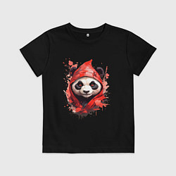 Детская футболка Модная панда в красном капюшоне