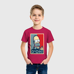 Футболка хлопковая детская Homer with donut, цвет: маджента — фото 2