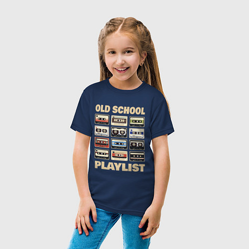 Детская футболка Плейлист старой школы / Тёмно-синий – фото 4