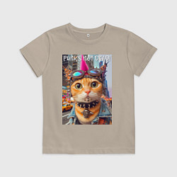 Детская футболка Котёнок панк музыкант из Нью-Йорка - нейросеть
