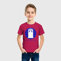 Футболка хлопковая детская Blue tardis, цвет: маджента — фото 2