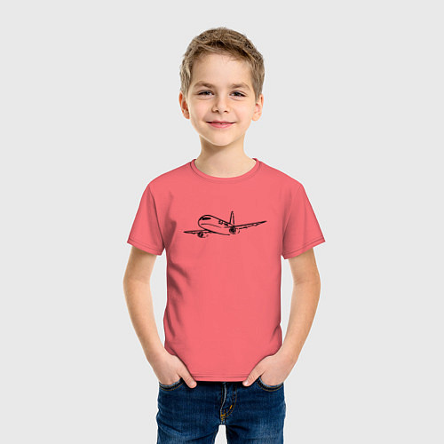Детская футболка Суперджет-100 черный / Коралловый – фото 3