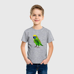 Футболка хлопковая детская Зеленый попугай, цвет: меланж — фото 2