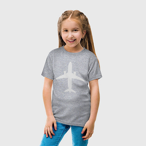 Детская футболка Белый облик самолета SJ-100 / Меланж – фото 4