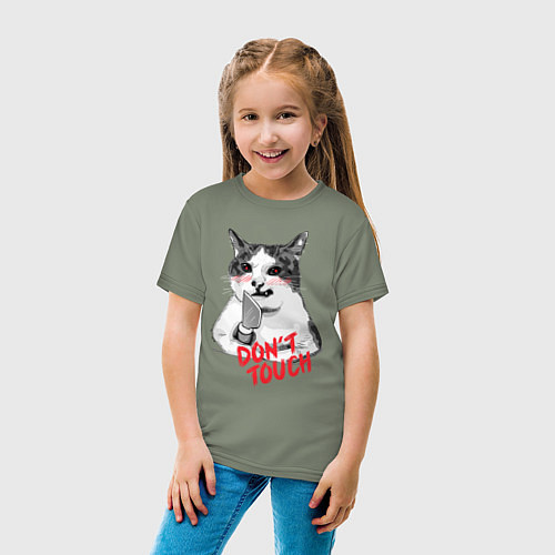 Детская футболка Суровый кот с ножом / Авокадо – фото 4