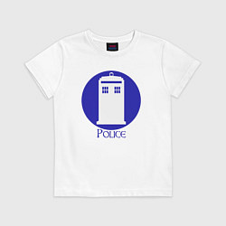 Футболка хлопковая детская Tardis police, цвет: белый