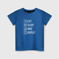 Футболка хлопковая детская Eat sleep bike repeat, цвет: синий