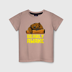 Футболка хлопковая детская Bearly awake, цвет: пыльно-розовый