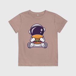 Детская футболка Космонавт ест гамбургер