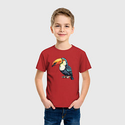 Футболка хлопковая детская Яркий тукан на ветке, цвет: красный — фото 2