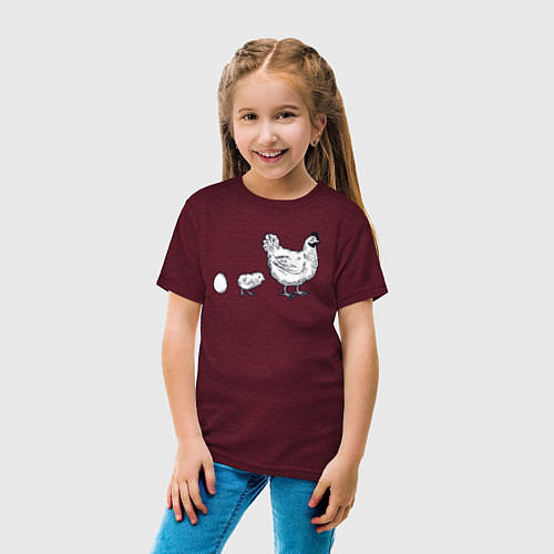 Детская футболка Куриное семейство / Меланж-бордовый – фото 4