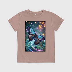Детская футболка Порхающая бабочка в неоновых линиях