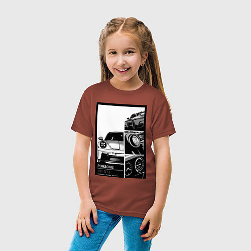 Детская футболка Porsche 911 автомобиль / Кирпичный – фото 4