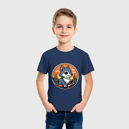 Детская футболка Звездный волчонок / Тёмно-синий – фото 3