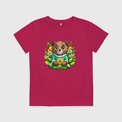 Детская футболка Медведь среди цветов