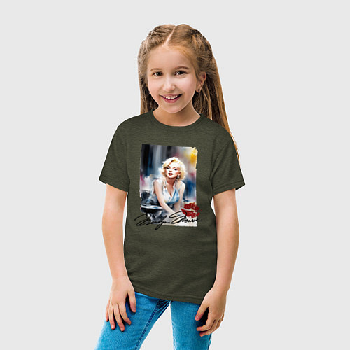 Детская футболка Мэрилин Монро - звезда / Меланж-хаки – фото 4