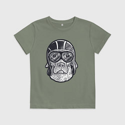 Футболка хлопковая детская Пёс авиатор, цвет: авокадо