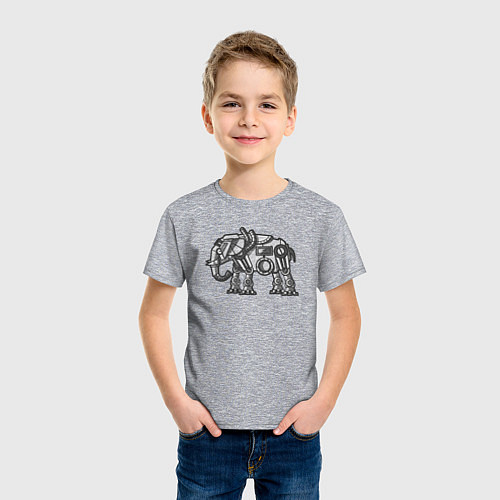Детская футболка Механический слон / Меланж – фото 3