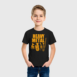 Футболка хлопковая детская Heavy metal - медные духовые, цвет: черный — фото 2