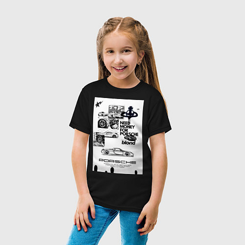 Детская футболка Porsche автомобиль / Черный – фото 4