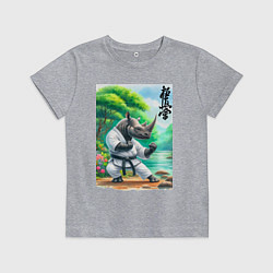 Детская футболка Кёкусинкай каратэ - носорог