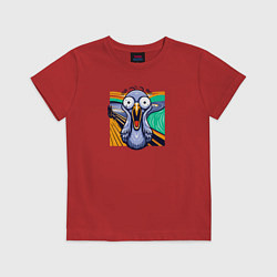 Детская футболка Вопящий голубь пародия Крик Мунка