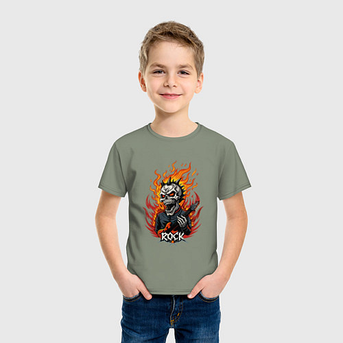 Детская футболка Скелет рок музыкант / Авокадо – фото 3