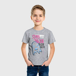 Футболка хлопковая детская Оставайся живым, цвет: меланж — фото 2