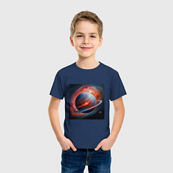 Футболка хлопковая детская Огненная планета, цвет: тёмно-синий — фото 2