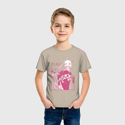 Футболка хлопковая детская Клинок рассекающий демонов милая Незуко в розовом, цвет: миндальный — фото 2