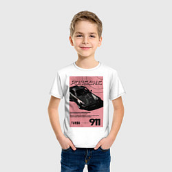 Футболка хлопковая детская Porsche 911 авто, цвет: белый — фото 2