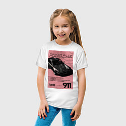 Футболка хлопковая детская Porsche 911 авто, цвет: белый — фото 2