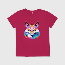 Детская футболка Яркий разноцветный портрет лисы