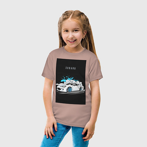 Детская футболка Subaru авто / Пыльно-розовый – фото 4