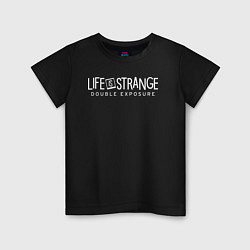 Футболка хлопковая детская Life is strange double exposure logotypе, цвет: черный