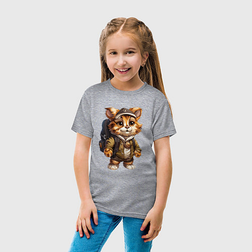 Детская футболка Тигрёнок-турист / Меланж – фото 4